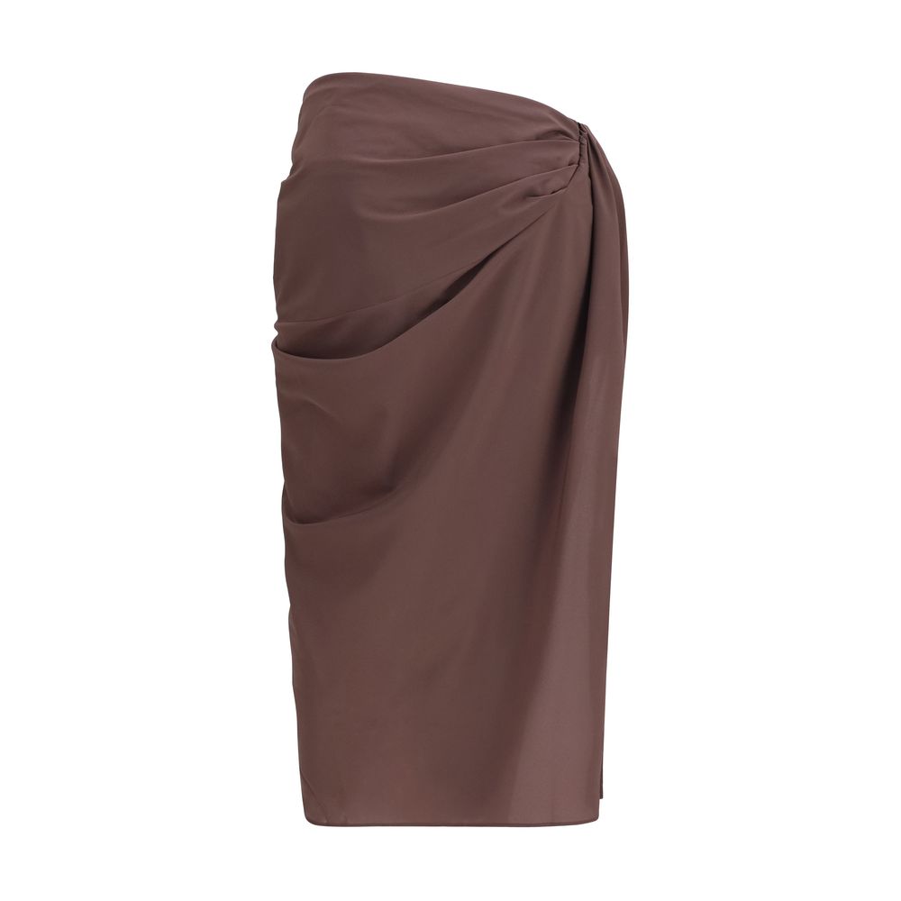 Jacquemus Pareo Brown Polyester Midi Skirt