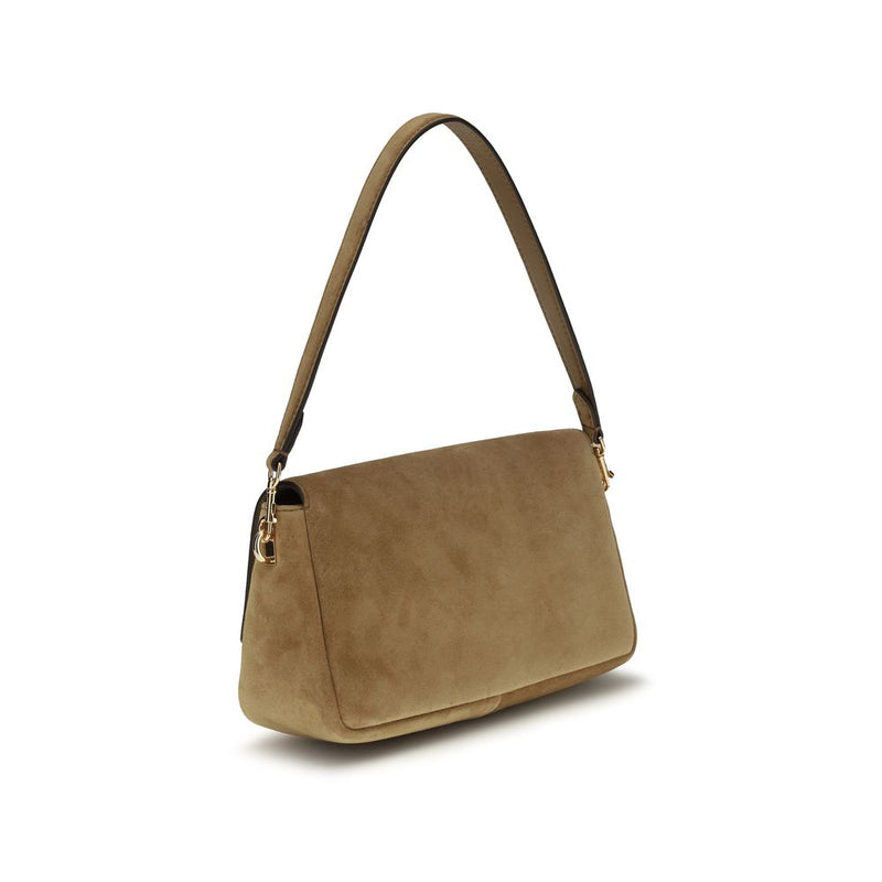 Tory Burch Charlie Mini Beige Leather Shoulder Bag