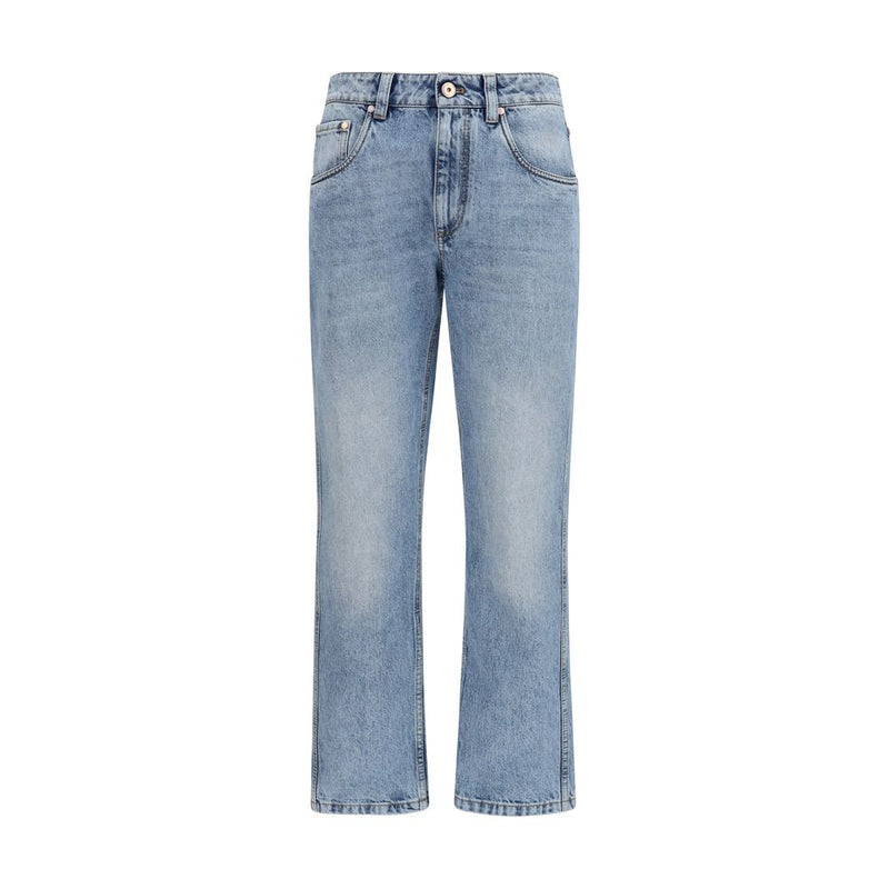 Jean droit en coton bleu Brunello Cucinelli