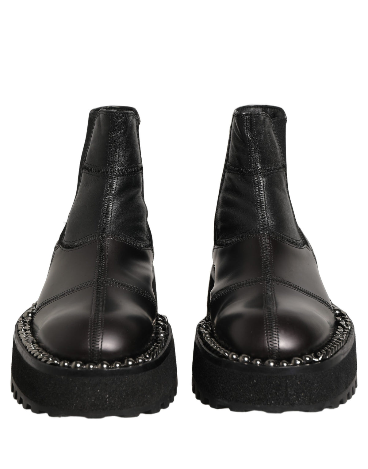 Dolce & Gabbana Black Leather Slip On Chelsea Boots for Men