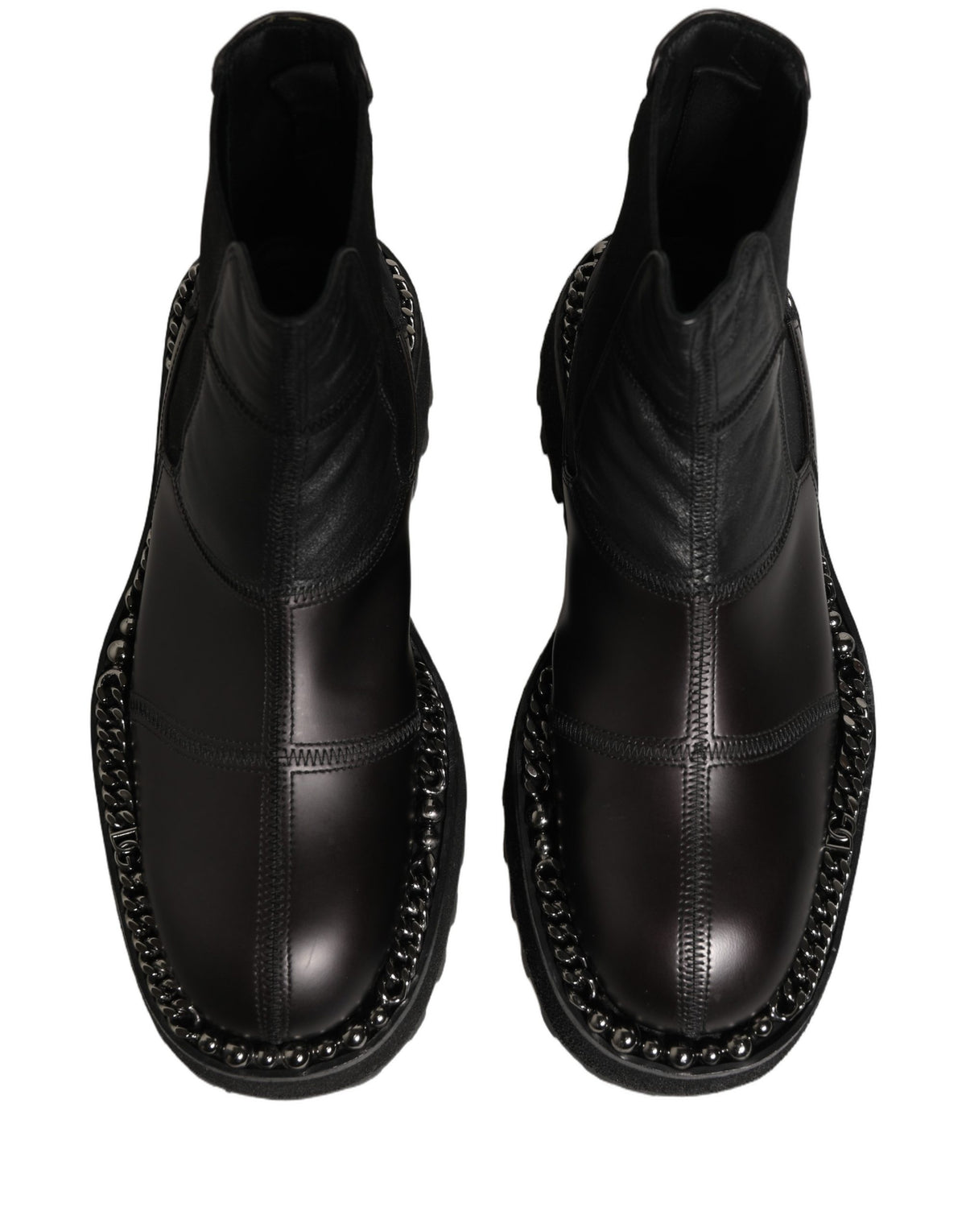 Dolce & Gabbana Black Leather Slip On Chelsea Boots for Men