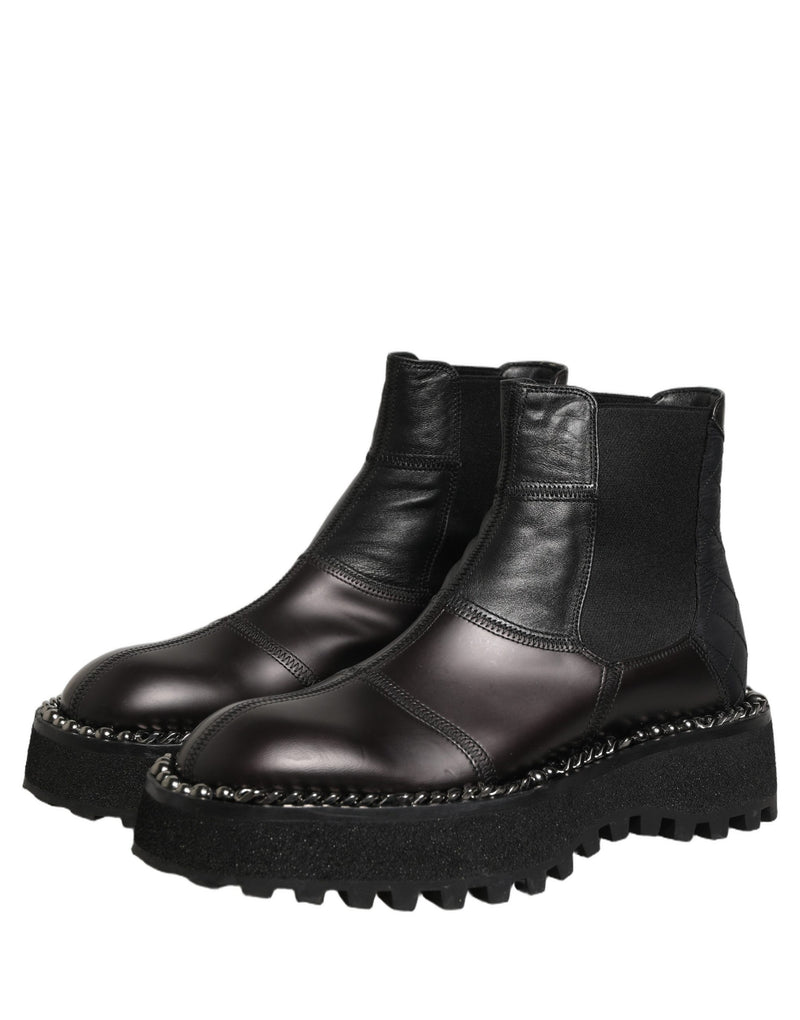 Dolce & Gabbana Black Leather Slip On Chelsea Boots for Men