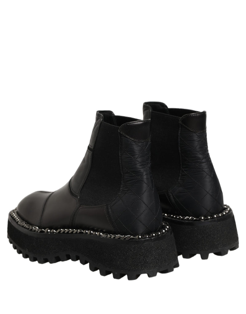Dolce & Gabbana Black Leather Slip On Chelsea Boots for Men