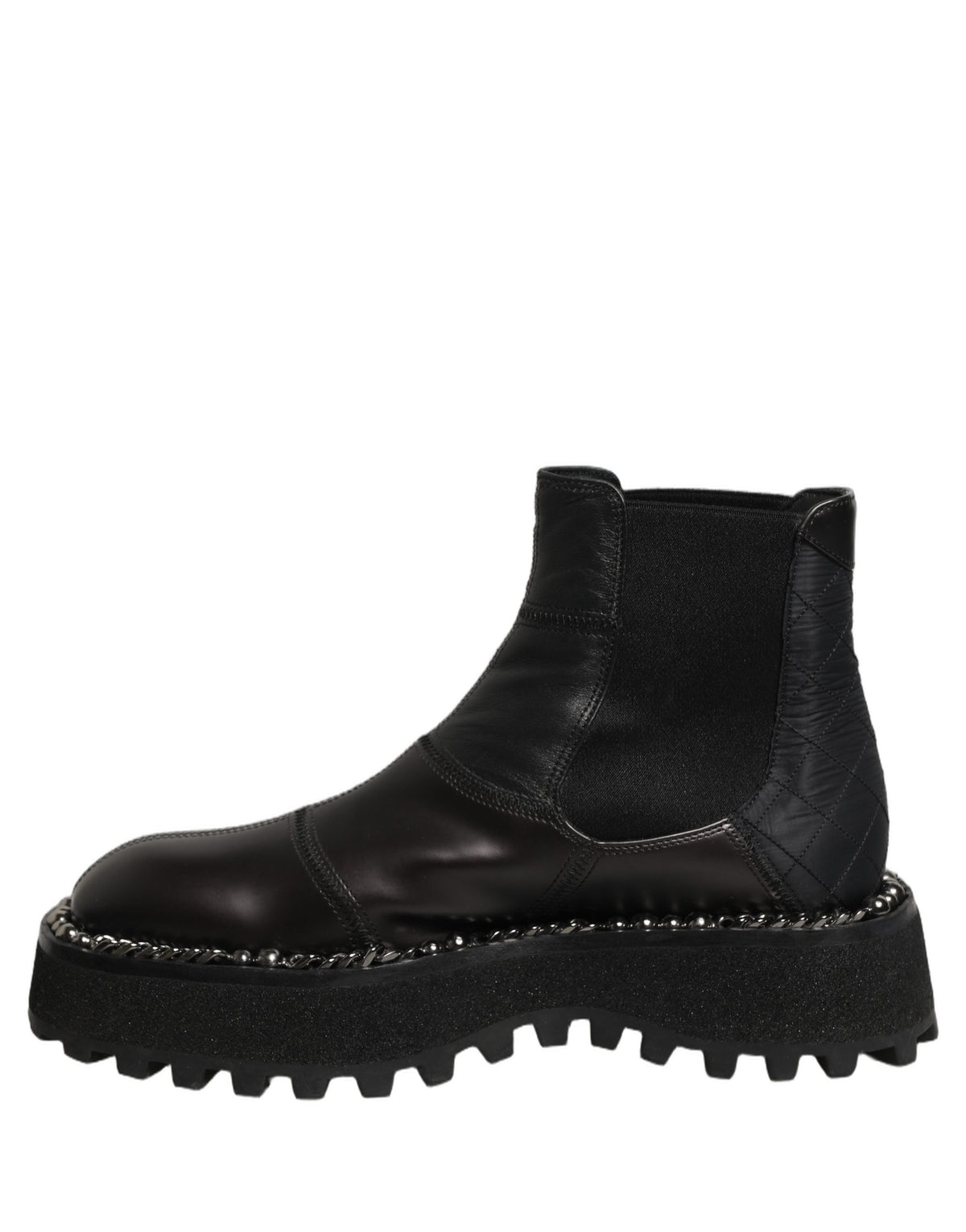 Dolce & Gabbana Black Leather Slip On Chelsea Boots for Men