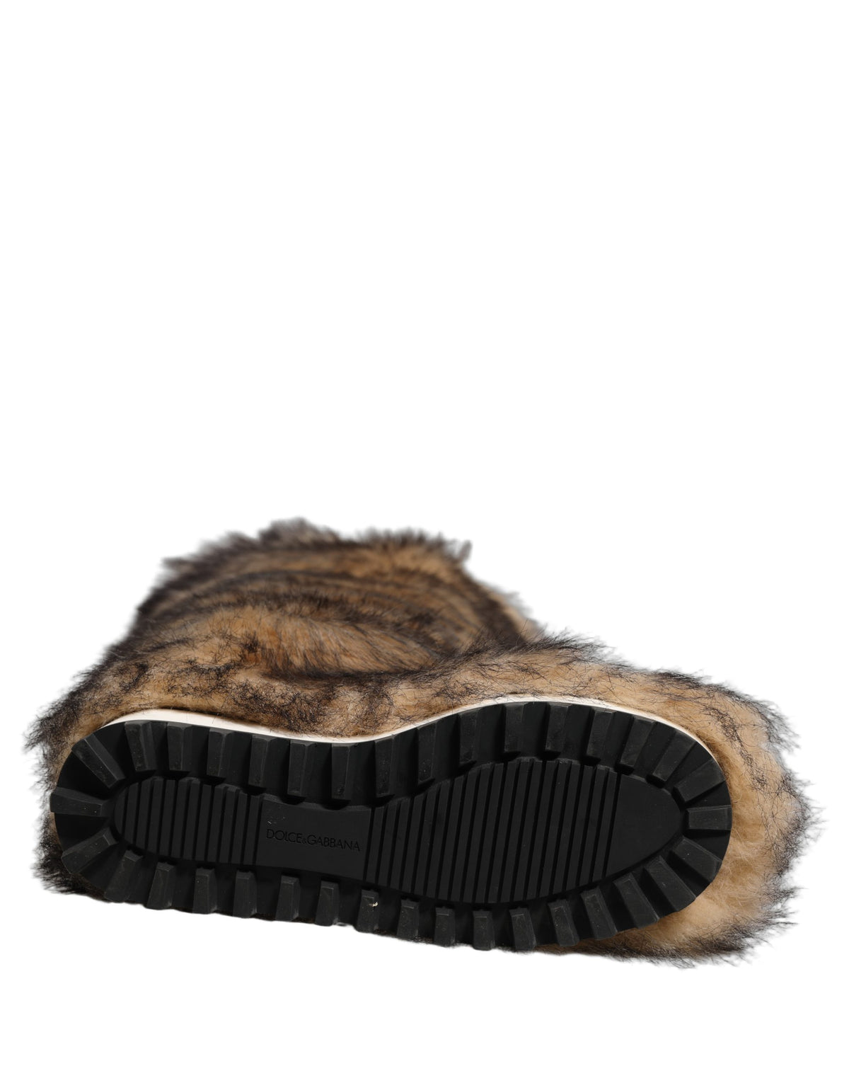 Dolce & Gabbana Brown Faux Fur Knee High Ski Boots