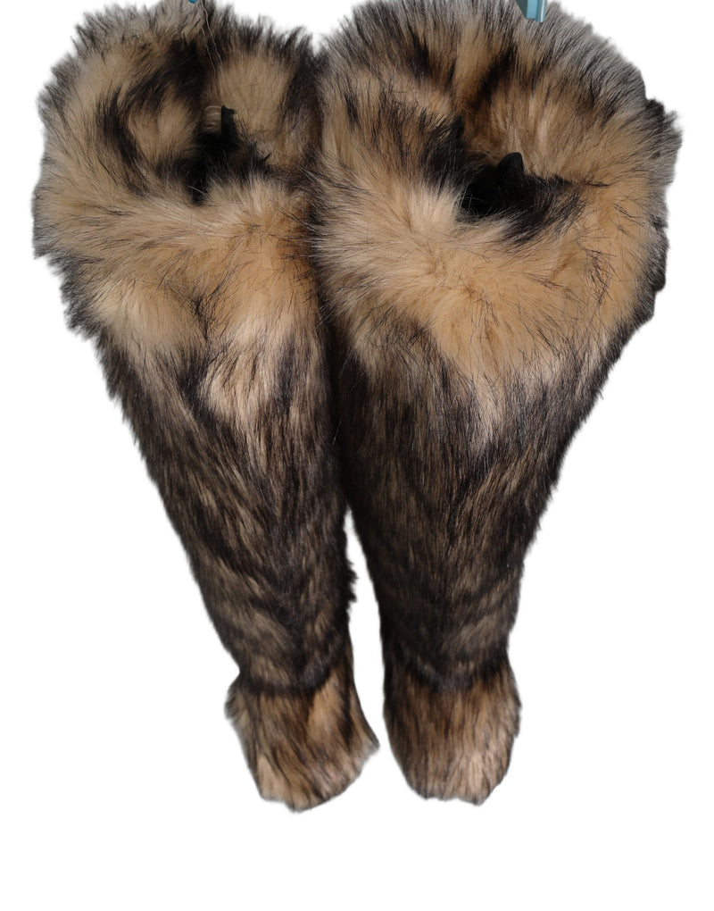 Dolce & Gabbana Brown Faux Fur Knee High Ski Boots