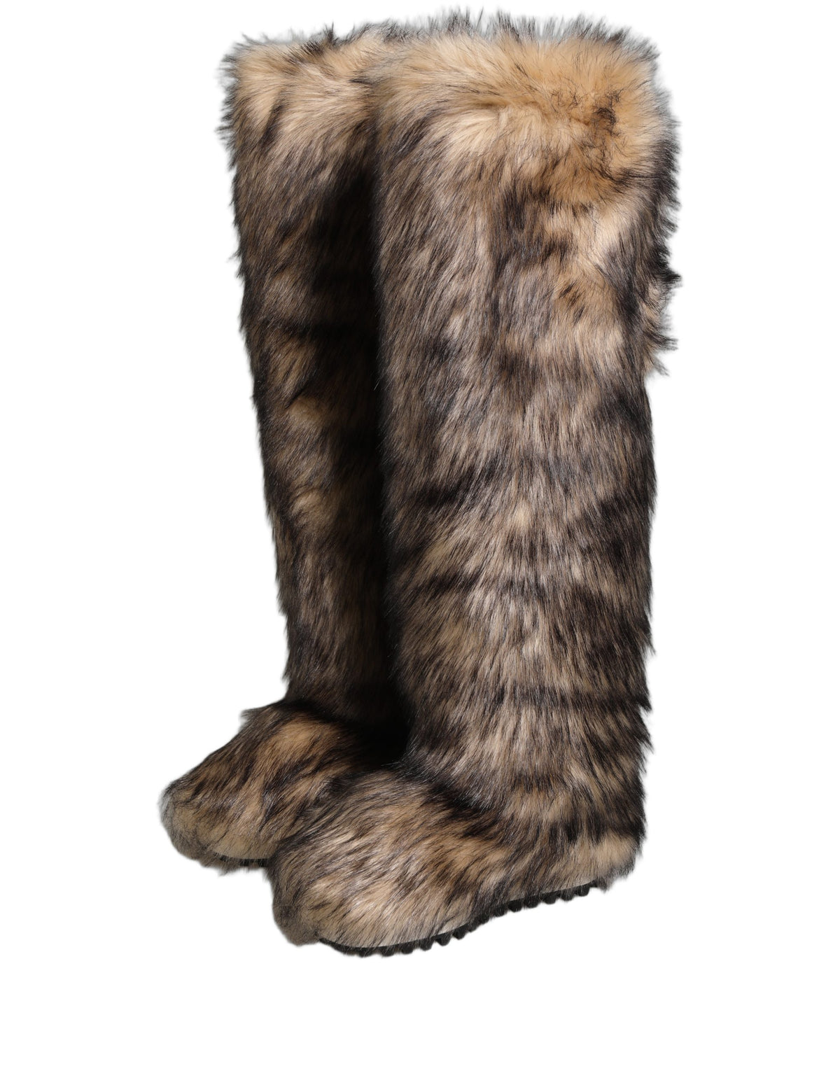 Dolce & Gabbana Brown Faux Fur Knee High Ski Boots