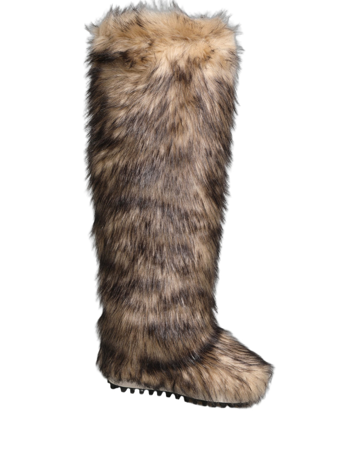 Dolce & Gabbana Brown Faux Fur Knee High Ski Boots