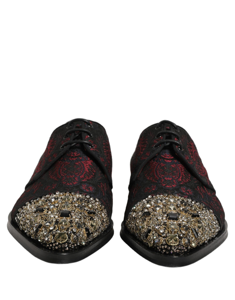 Dolce & Gabbana Black Red Embellished Derby Dress Shoes