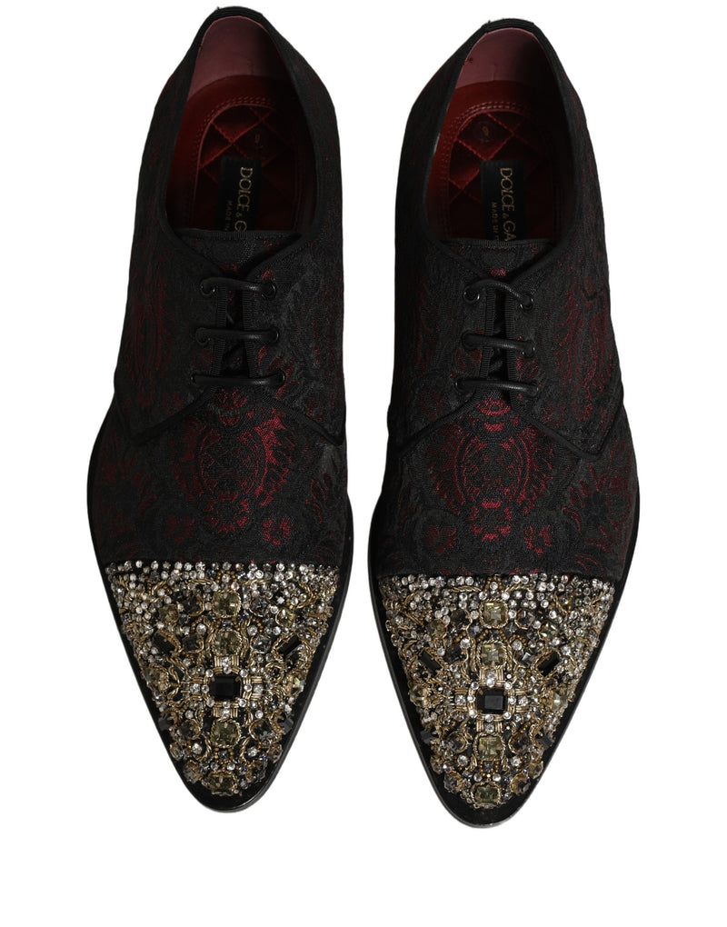 Dolce & Gabbana Black Red Embellished Derby Dress Shoes