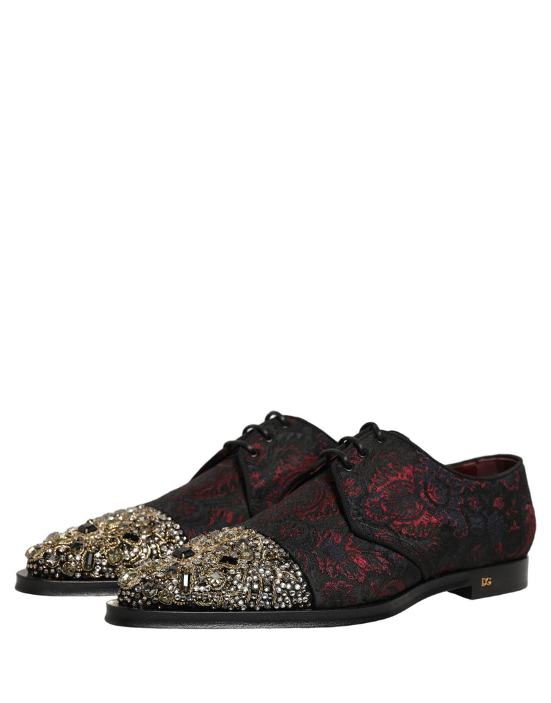 Dolce & Gabbana Black Red Embellished Derby Dress Shoes