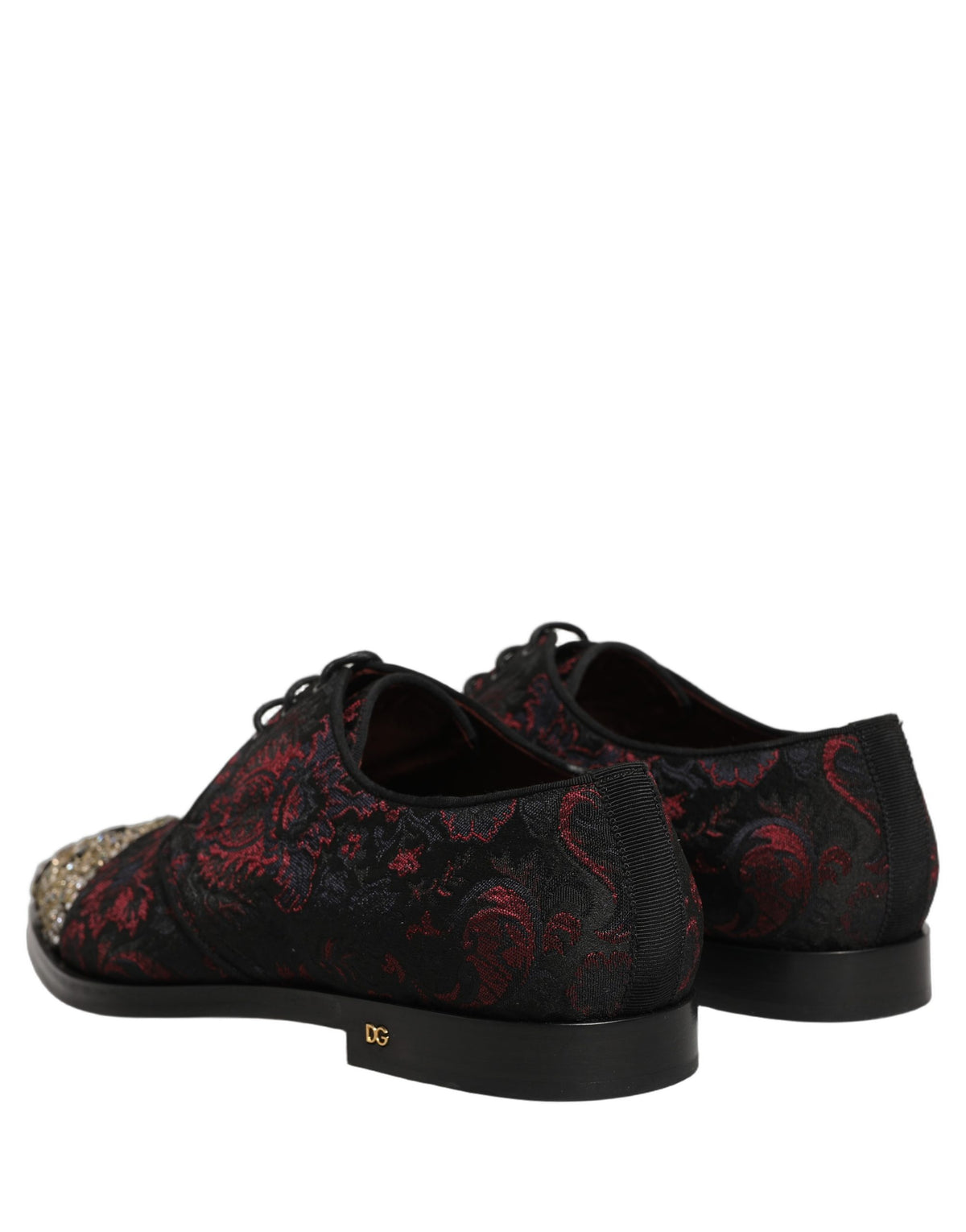 Dolce & Gabbana Black Red Embellished Derby Dress Shoes