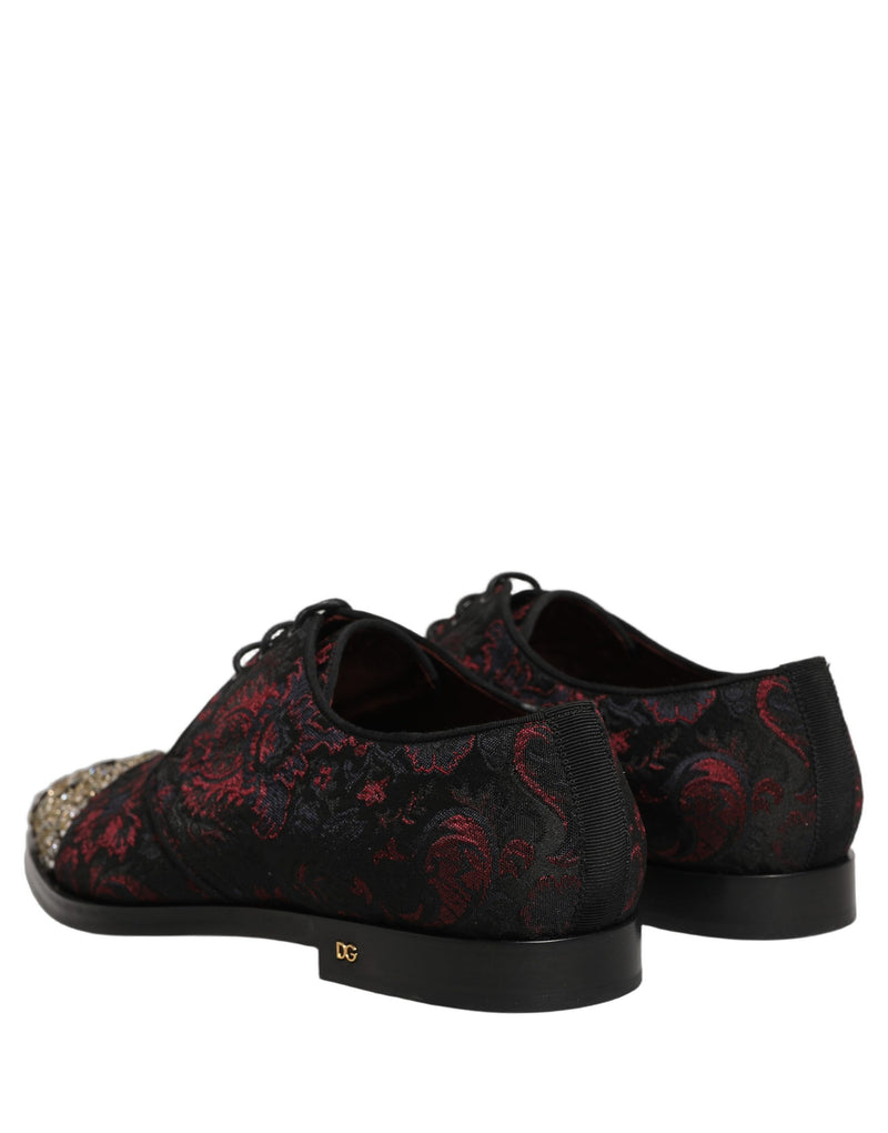 Dolce & Gabbana Black Red Embellished Derby Dress Shoes