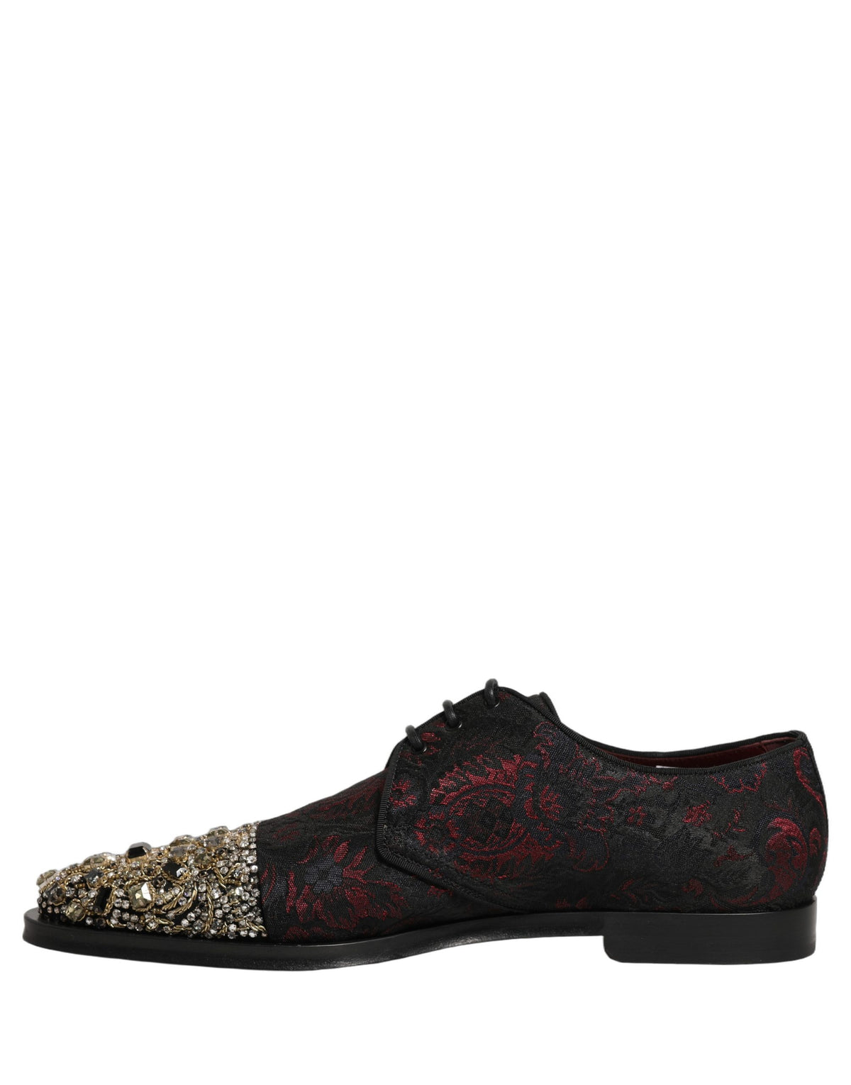 Dolce & Gabbana Black Red Embellished Derby Dress Shoes