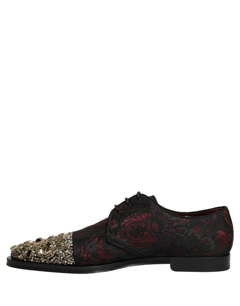 Dolce & Gabbana Black Red Embellished Derby Dress Shoes