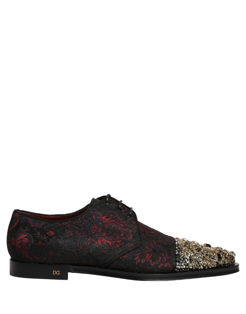 Dolce & Gabbana Black Red Embellished Derby Dress Shoes