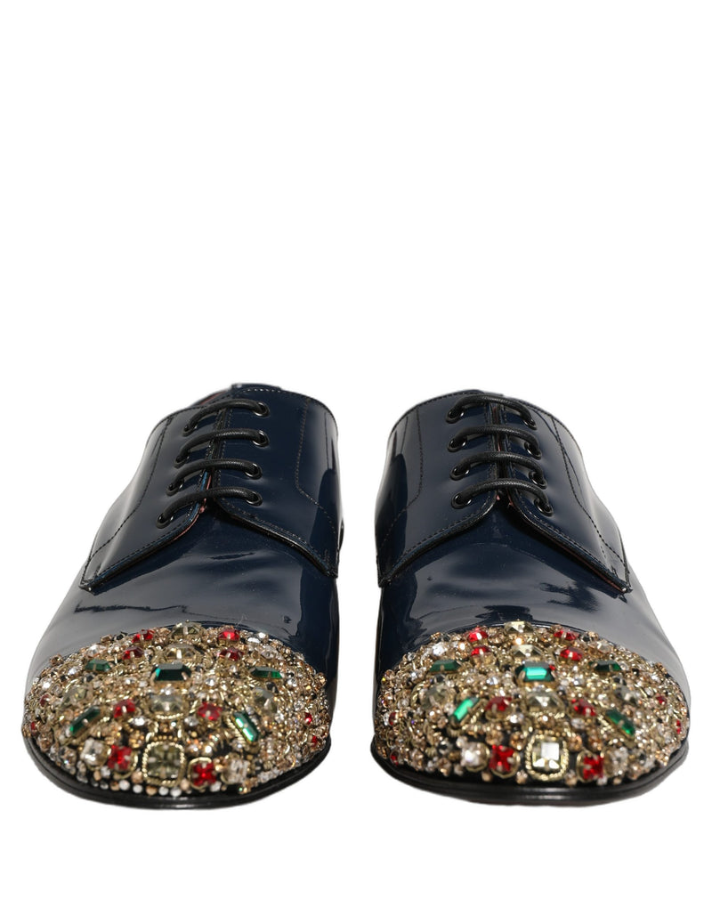 Dolce & Gabbana Blue Embellished Derby Dress Shoes for Men