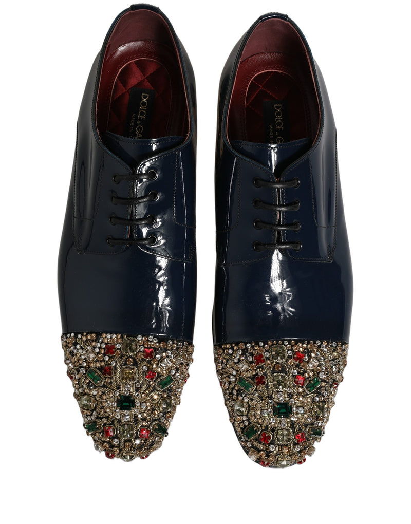 Dolce & Gabbana Blue Embellished Derby Dress Shoes for Men