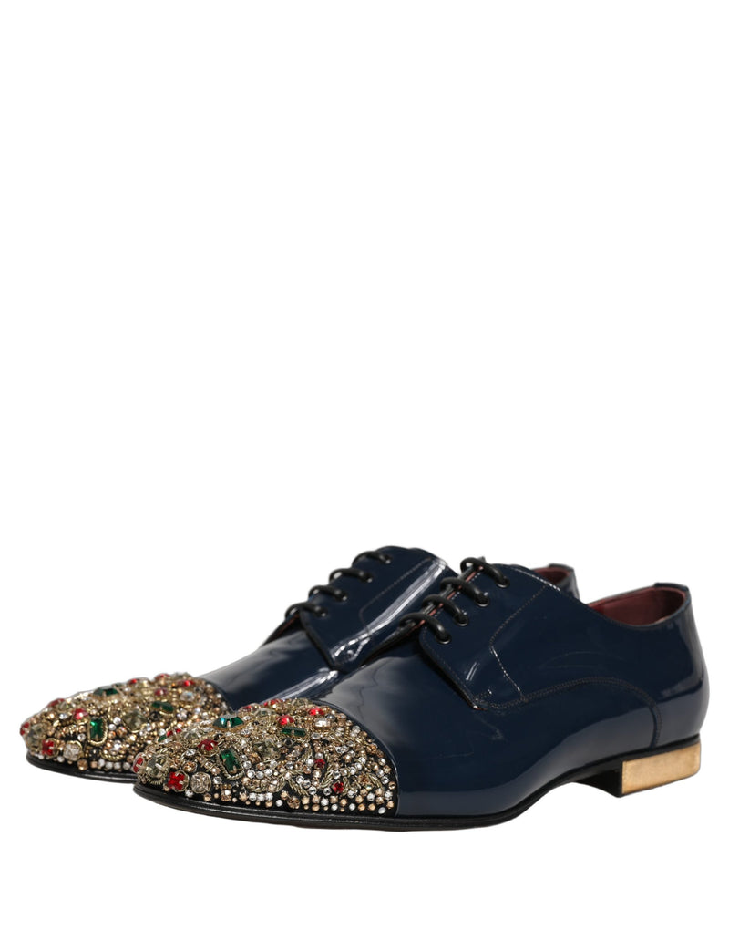 Dolce & Gabbana Blue Embellished Derby Dress Shoes for Men