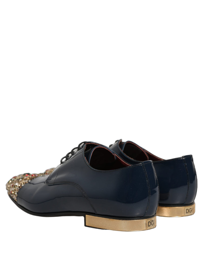 Dolce & Gabbana Blue Embellished Derby Dress Shoes for Men