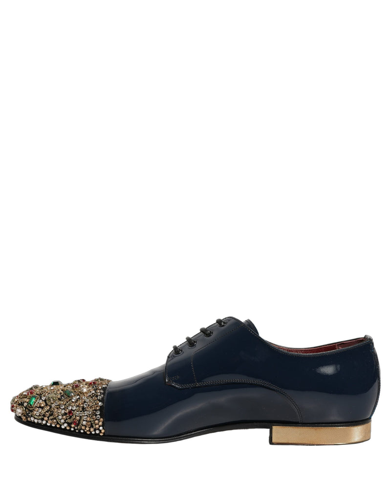 Dolce & Gabbana Blue Embellished Derby Dress Shoes for Men