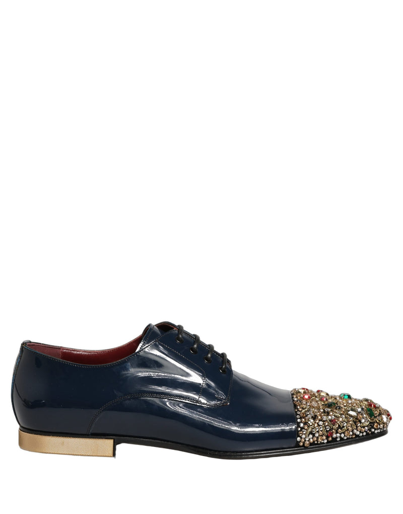 Dolce & Gabbana Blue Embellished Derby Dress Shoes for Men