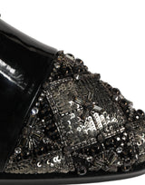 Dolce & Gabbana Black Embellished Derby Dress Shoes for Men