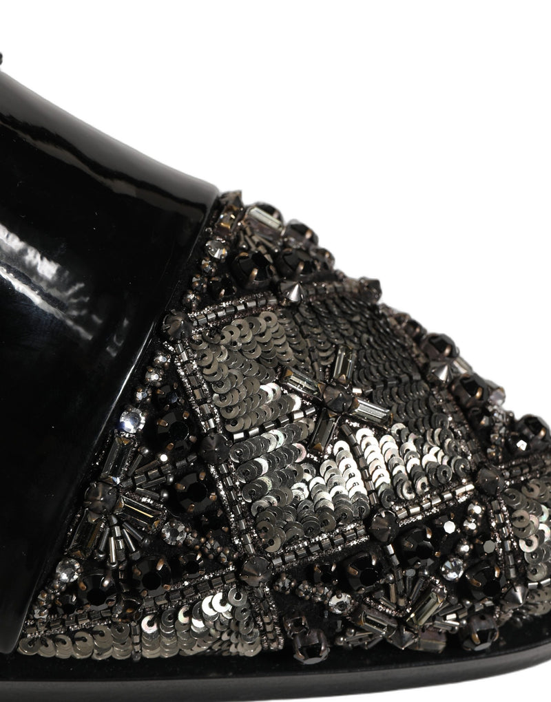 Dolce & Gabbana Black Embellished Derby Dress Shoes for Men