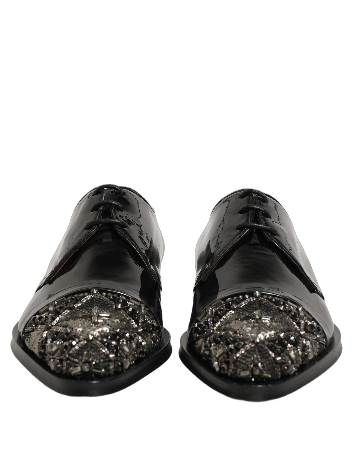 Dolce & Gabbana Black Embellished Derby Dress Shoes for Men