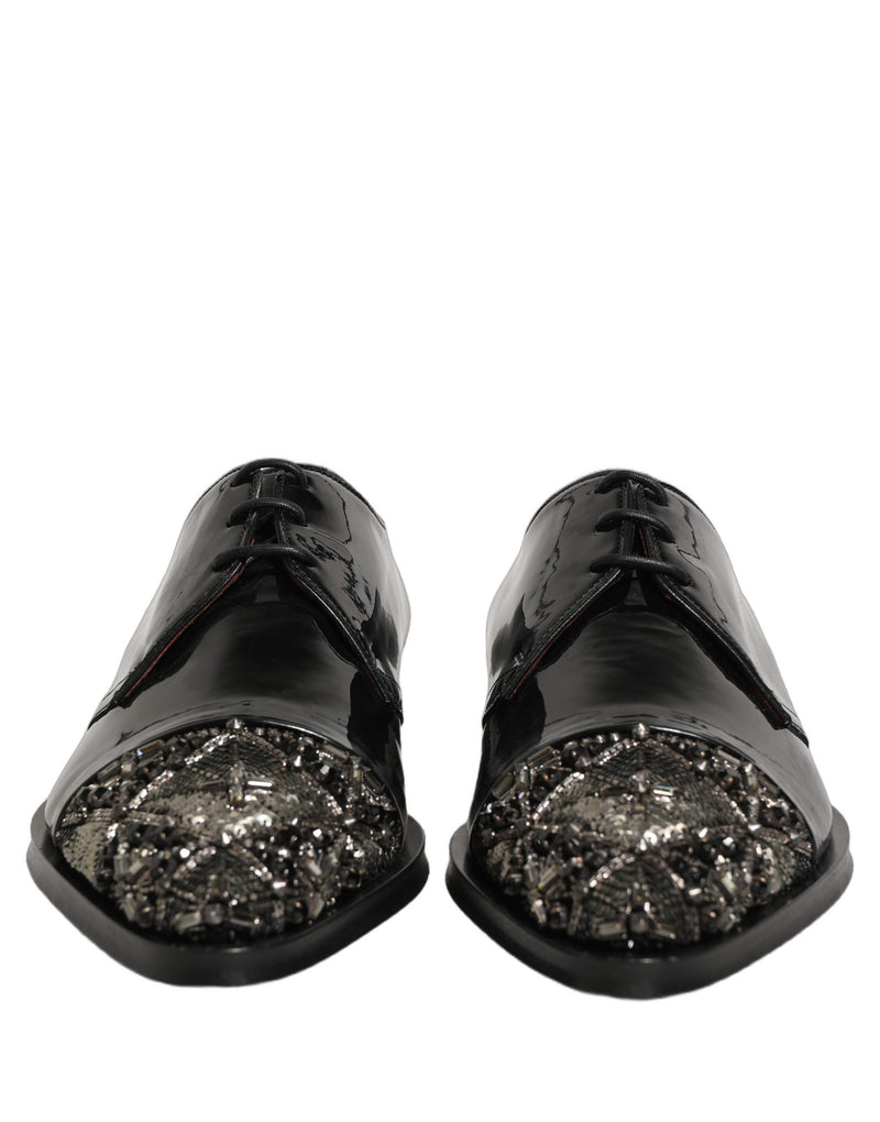Dolce & Gabbana Black Embellished Derby Dress Shoes for Men