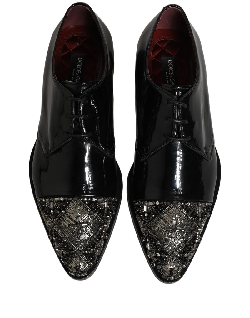 Dolce & Gabbana Black Embellished Derby Dress Shoes for Men