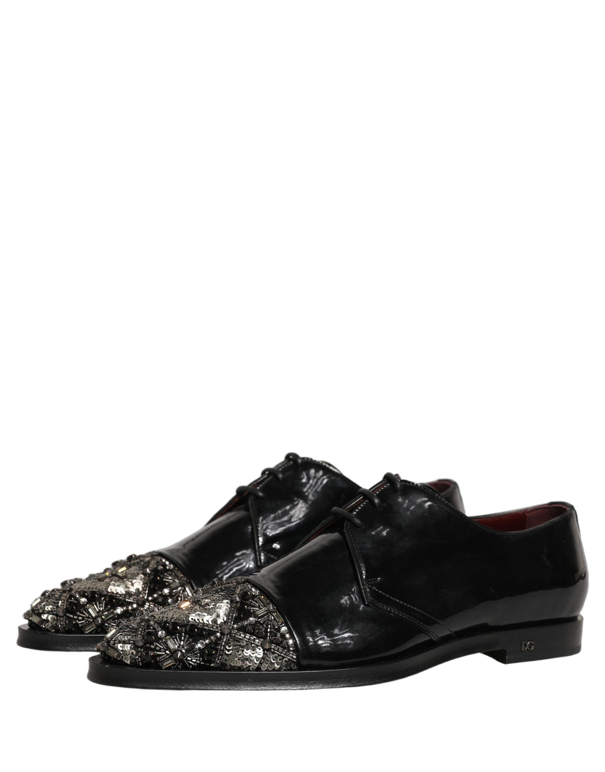 Dolce & Gabbana Black Embellished Derby Dress Shoes for Men