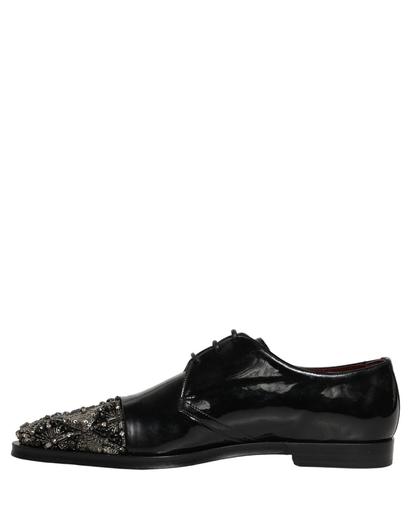 Dolce & Gabbana Black Embellished Derby Dress Shoes for Men