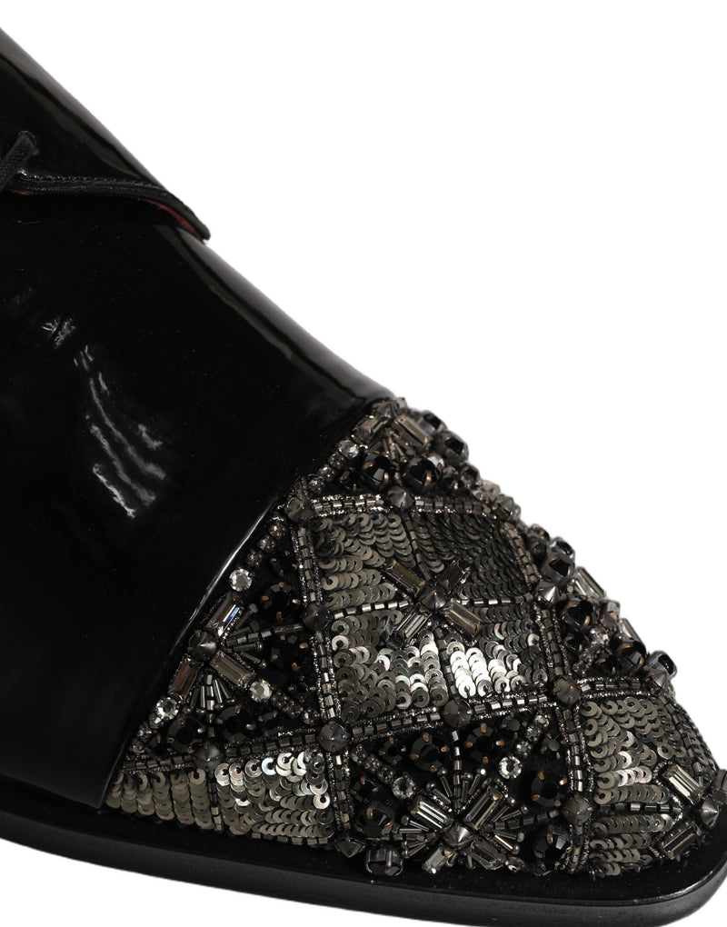Dolce & Gabbana Black Embellished Derby Dress Shoes
