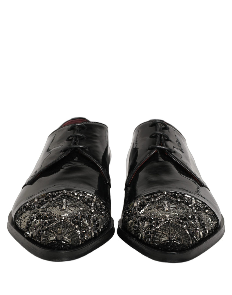 Dolce & Gabbana Black Embellished Derby Dress Shoes