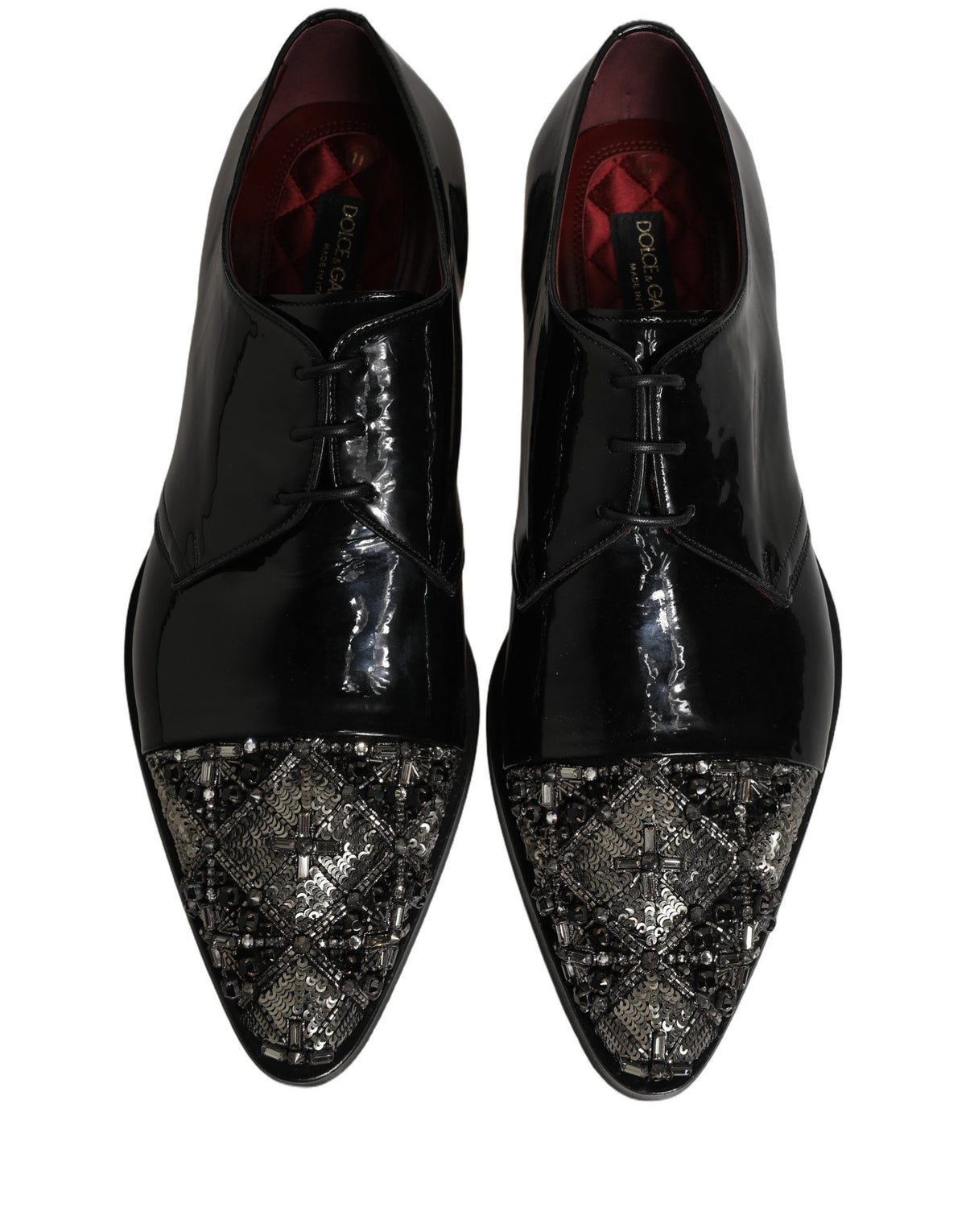 Dolce & Gabbana Black Embellished Derby Dress Shoes