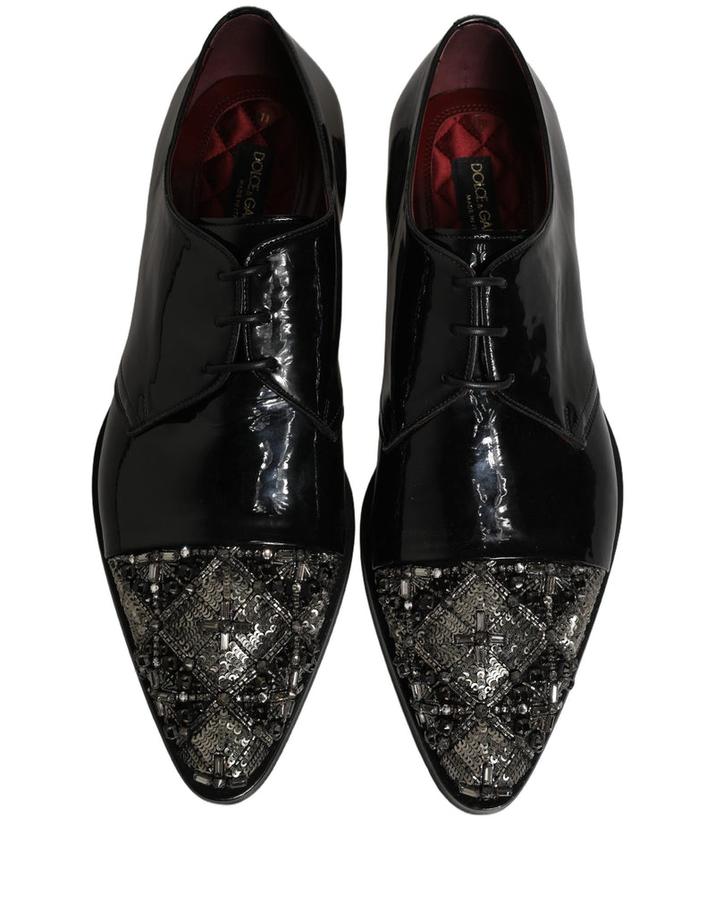Dolce & Gabbana Black Embellished Derby Dress Shoes