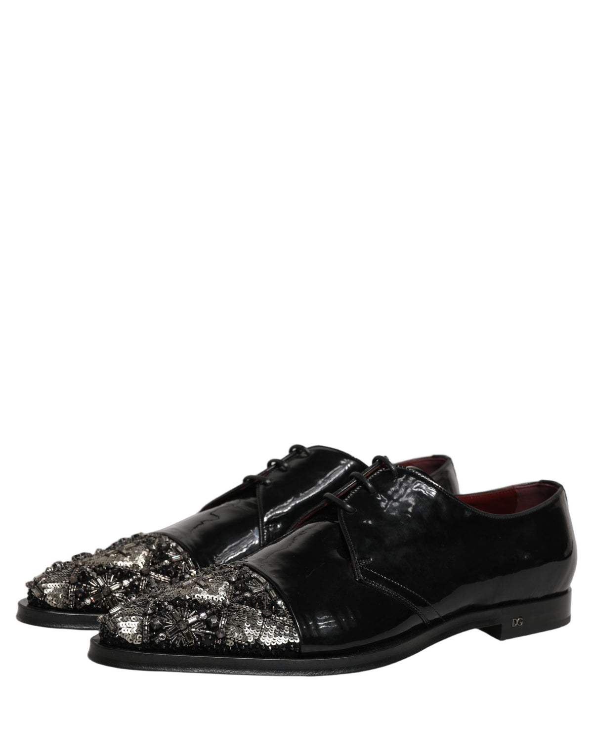 Dolce & Gabbana Black Embellished Derby Dress Shoes