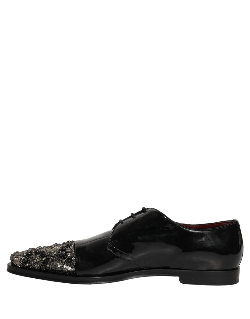 Dolce & Gabbana Black Embellished Derby Dress Shoes