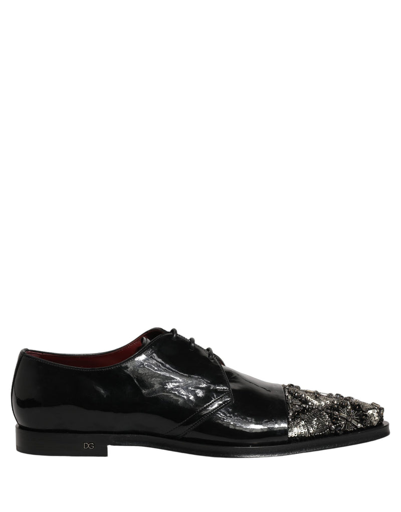 Dolce & Gabbana Black Embellished Derby Dress Shoes