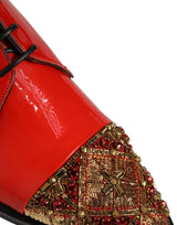 Dolce & Gabbana Red Embellished Derby Dress Shoes for Men