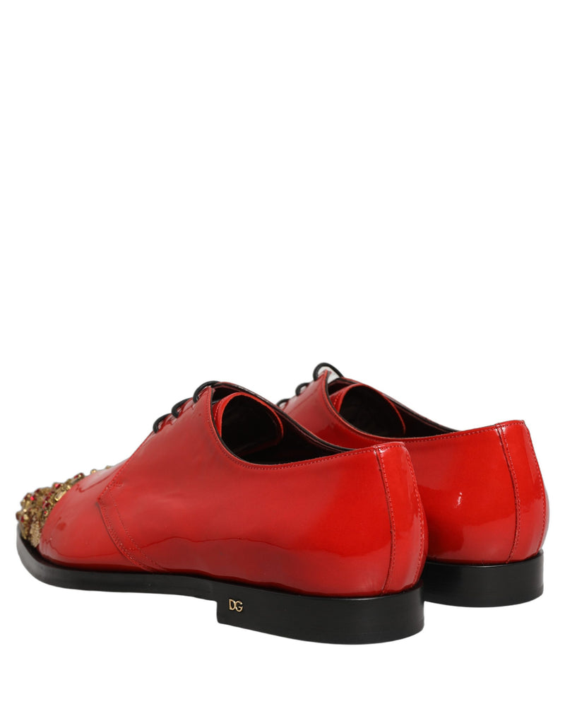 Dolce & Gabbana Red Embellished Derby Dress Shoes for Men