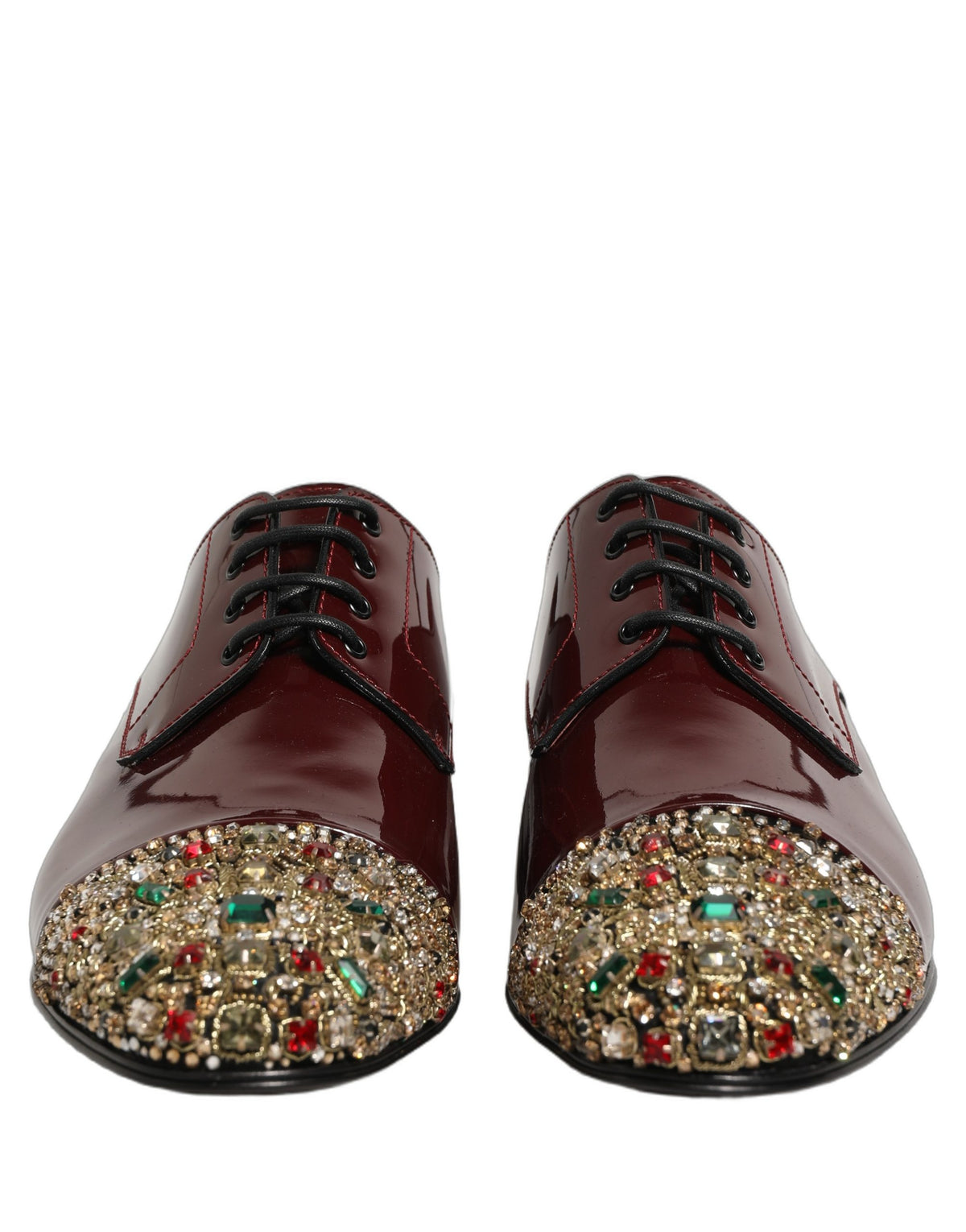 Dolce & Gabbana Maroon Embellished Derby Dress Shoes