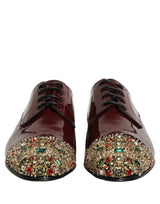 Dolce & Gabbana Maroon Embellished Derby Dress Shoes