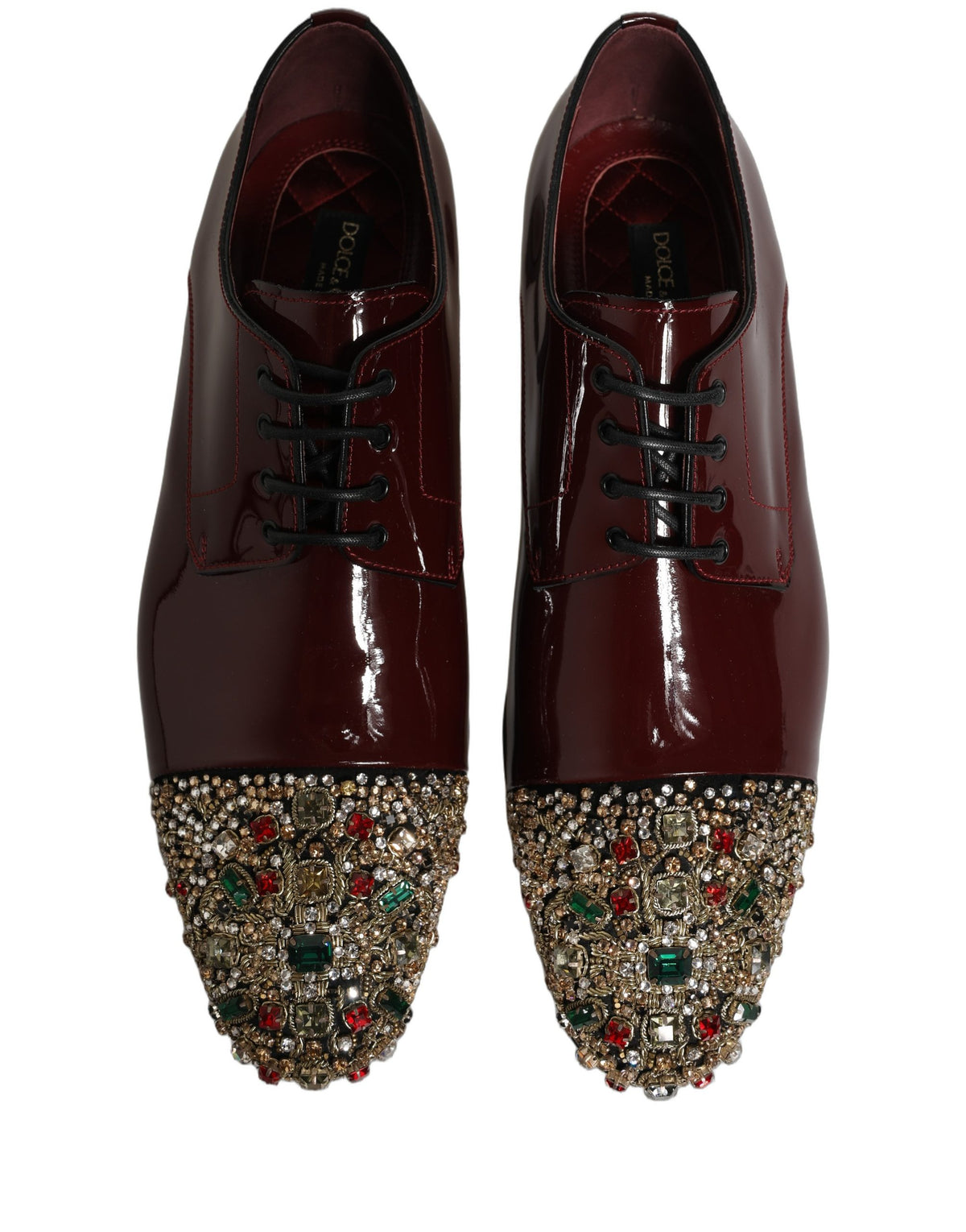 Dolce & Gabbana Maroon Embellished Derby Dress Shoes