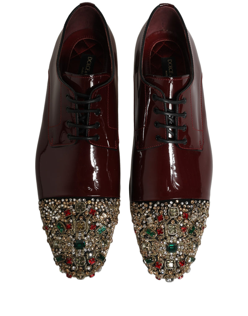 Dolce & Gabbana Maroon Embellished Derby Dress Shoes
