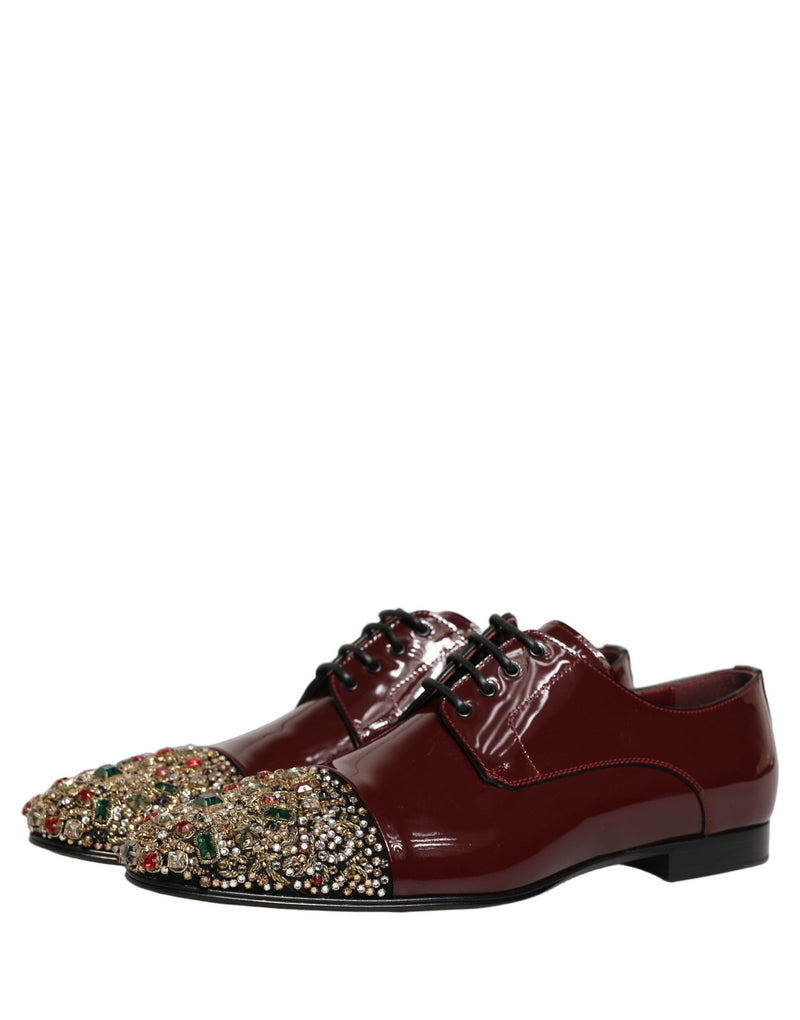 Dolce & Gabbana Maroon Embellished Derby Dress Shoes