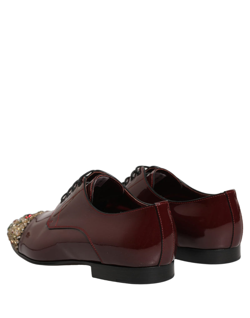 Dolce & Gabbana Maroon Embellished Derby Dress Shoes