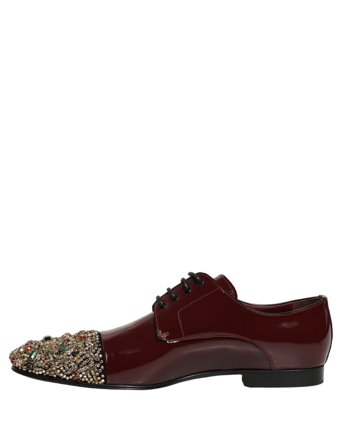 Dolce & Gabbana Maroon Embellished Derby Dress Shoes