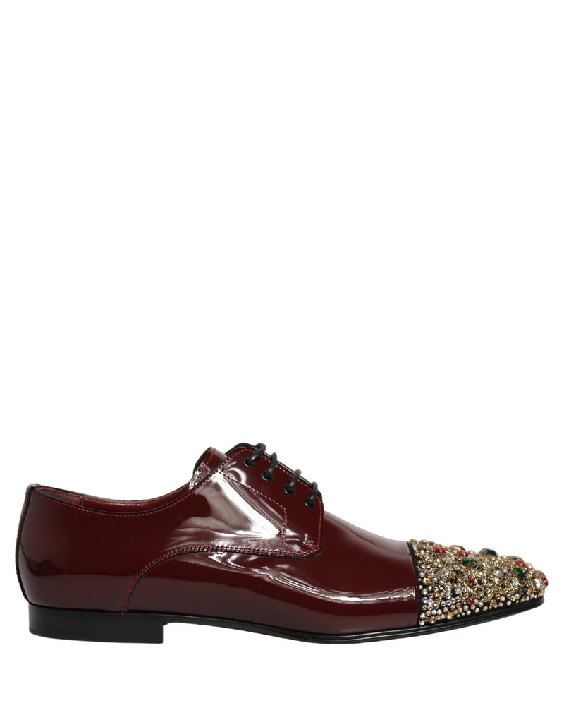 Dolce & Gabbana Maroon Embellished Derby Dress Shoes